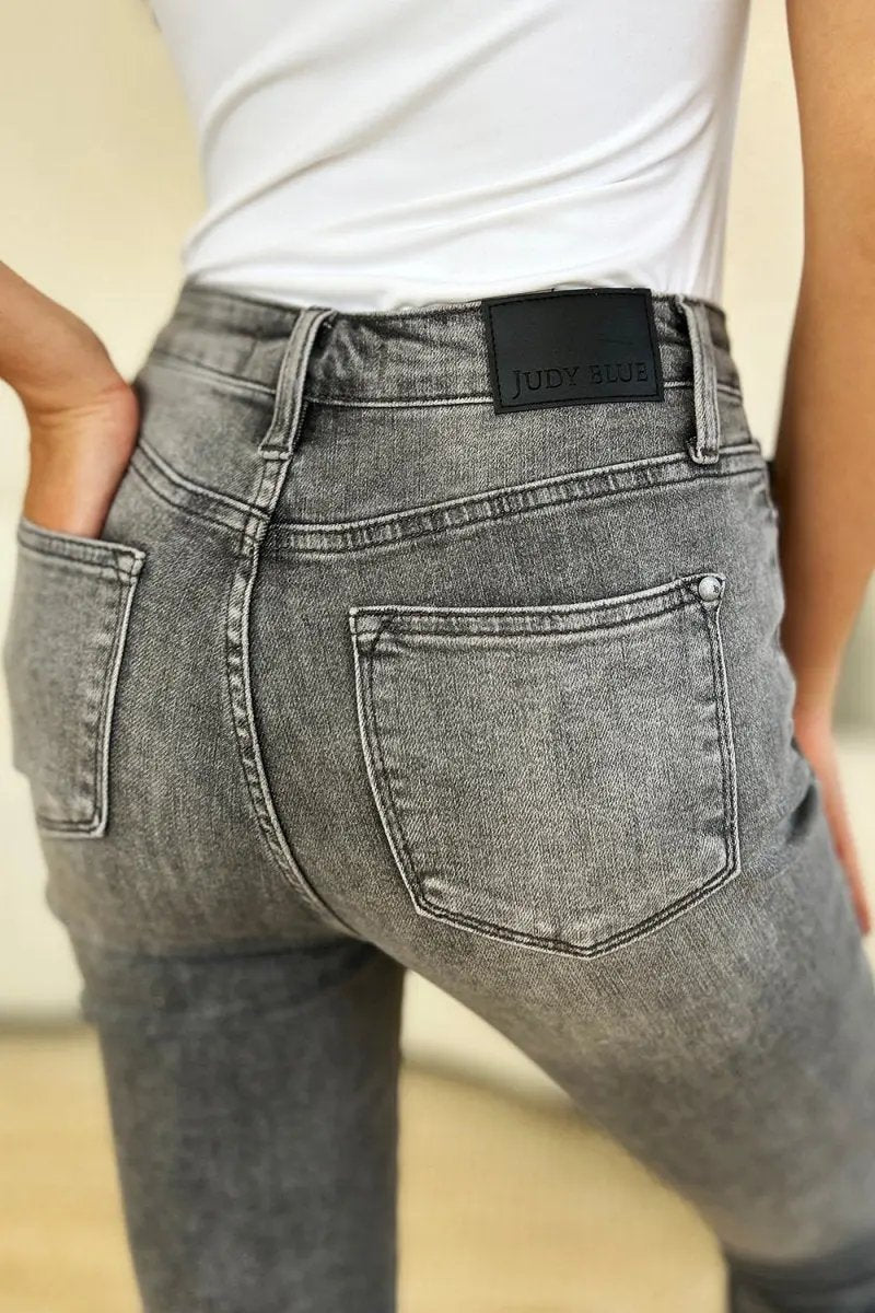 Judy Blue Full Size Button Fly High Waist Cuffed Capris - Love Salve